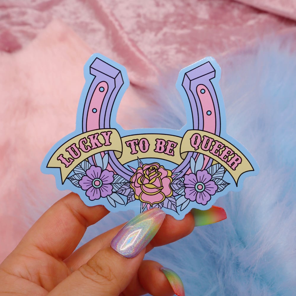 Image of Lucky To Be Queer Large Vinyl Sticker