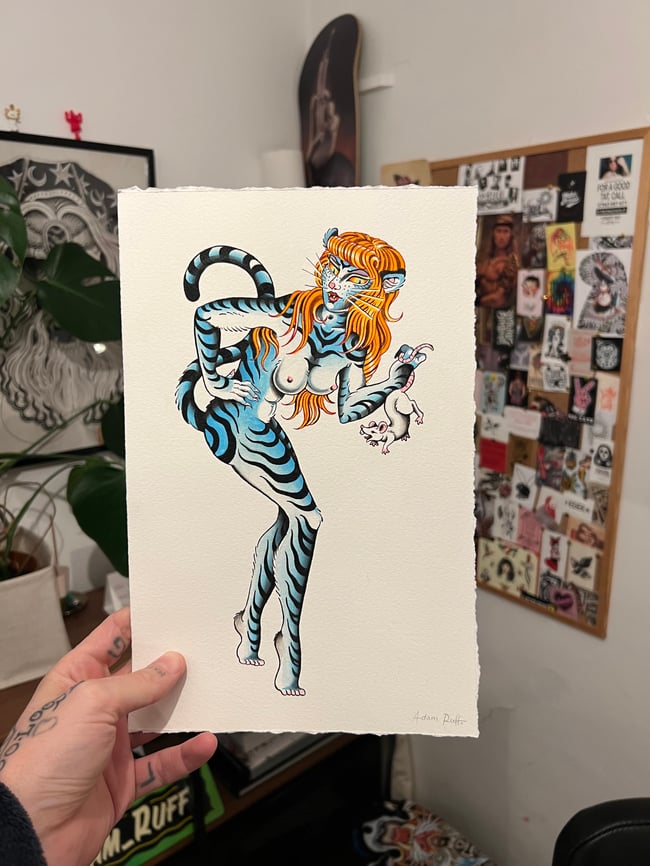 Big Cat Lady Original Painting