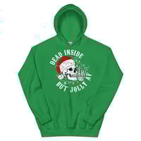 Image 4 of Dead Inside But Jolly AF Christmas Skull Hoodie | Funny Holiday Sweater 