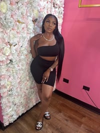Image 2 of black solid one shoulder 2pc