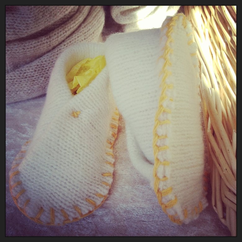 Image of Knitted Lambswool Slipper Booties 