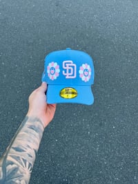 Image 1 of PINK BRIM COTTON CANDY SAN DIEGO PADRES CUSTOM FITTED CAP
