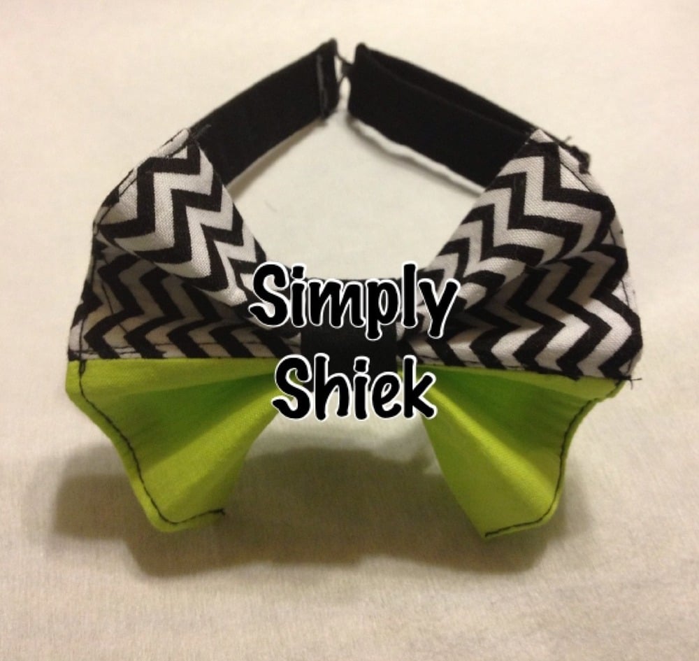 Image of Black, White an Lime Green Bow Tie