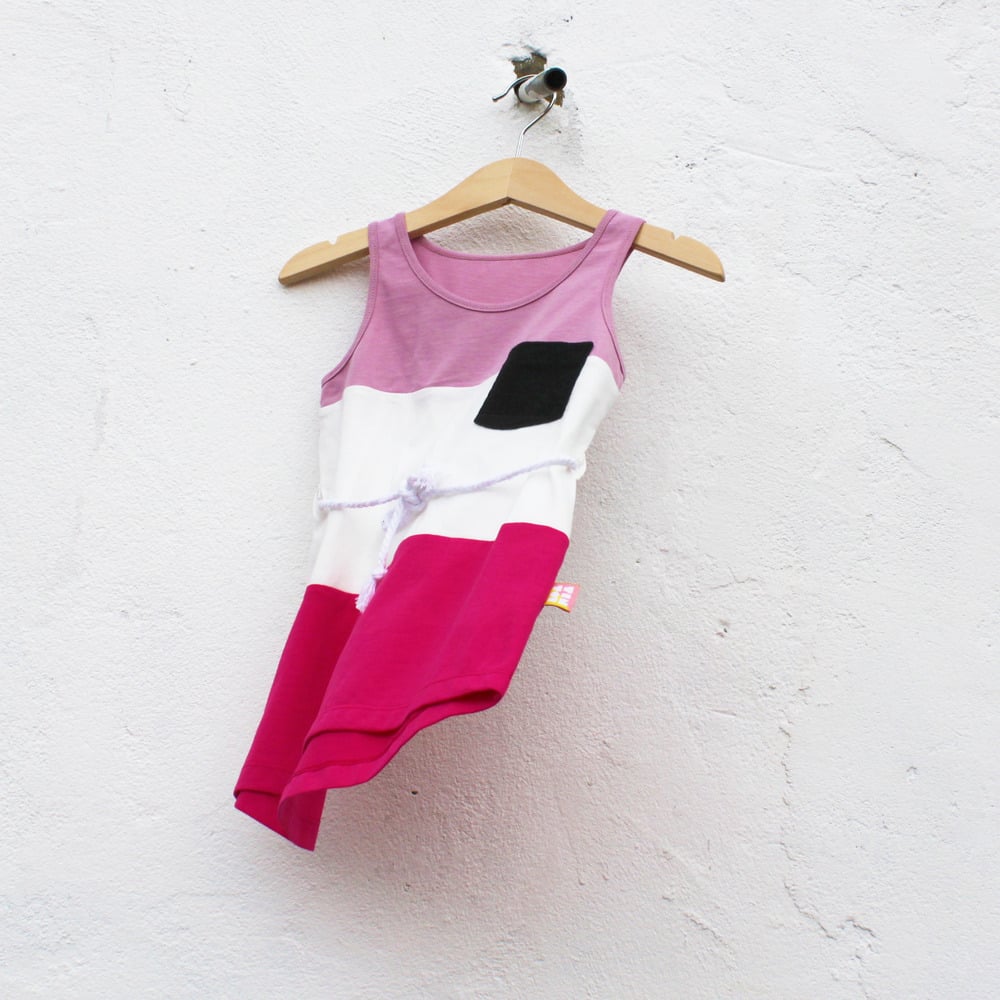 Image of COLOUR BLOCK DRESS WITH BELT