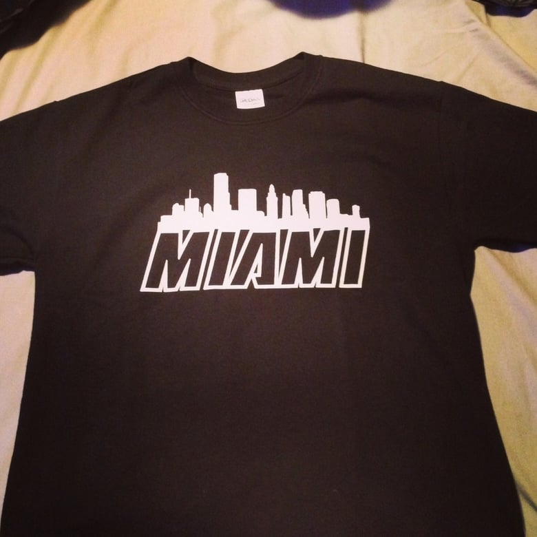 Image of MIAMI Skyline with Miami Heat font 