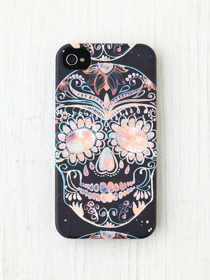 Image of Skull Printed With Floral Case for iPhone 4 