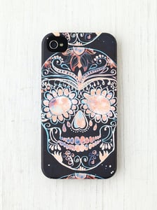 Image of Skull Printed With Floral Case for iPhone 4 