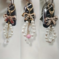 Image 12 of Elegant Bow Pearl Keychain with Crystal Drops - Perfect Gift for Her - Valentine's Day or Anytime - 