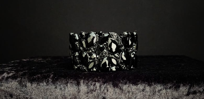 Image of Black Beaded Stretch Bracelet 