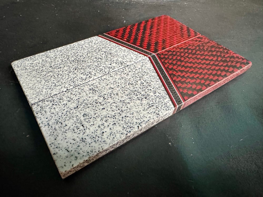 Image of Red Carbon Fiber & White Grip-Tec Segmented Knife Scales