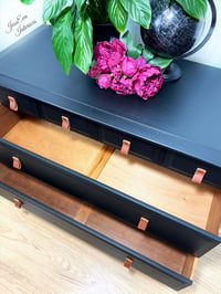 Image 3 of Stag Minstrel Chest Of Drawers painted in black with leather handles 