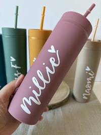 Image 4 of 16oz Personalised Handlettered Skinny Tumblers 
