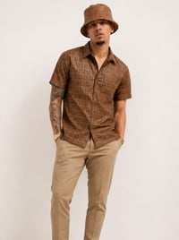 Image 1 of Reversible Leather Monogram shirt - Cognac 