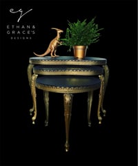Image 1 of brass /gold  black nest of tables 