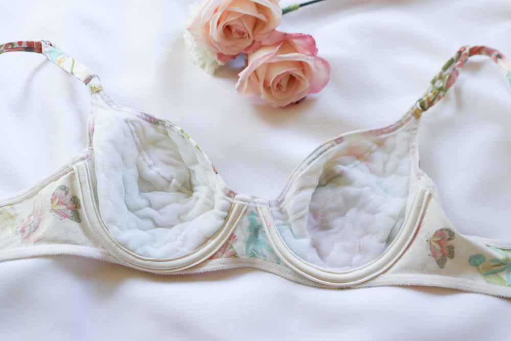 Image of Vintage 1970s Vanity Fair Springtime Fairy Bra with Flowers and Butterflies (36B)
