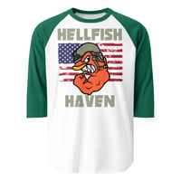 Image 5 of 3/4 sleeve raglan shirt Hellfish Flag