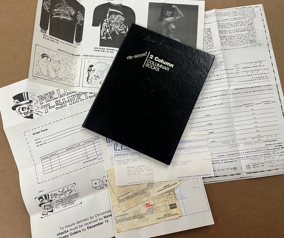 Image of Mike "Mr Flash" Malone 1987 sales ledger & other various items.