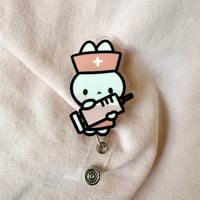 Image 1 of Pink Nurse Bunny Badge Reel