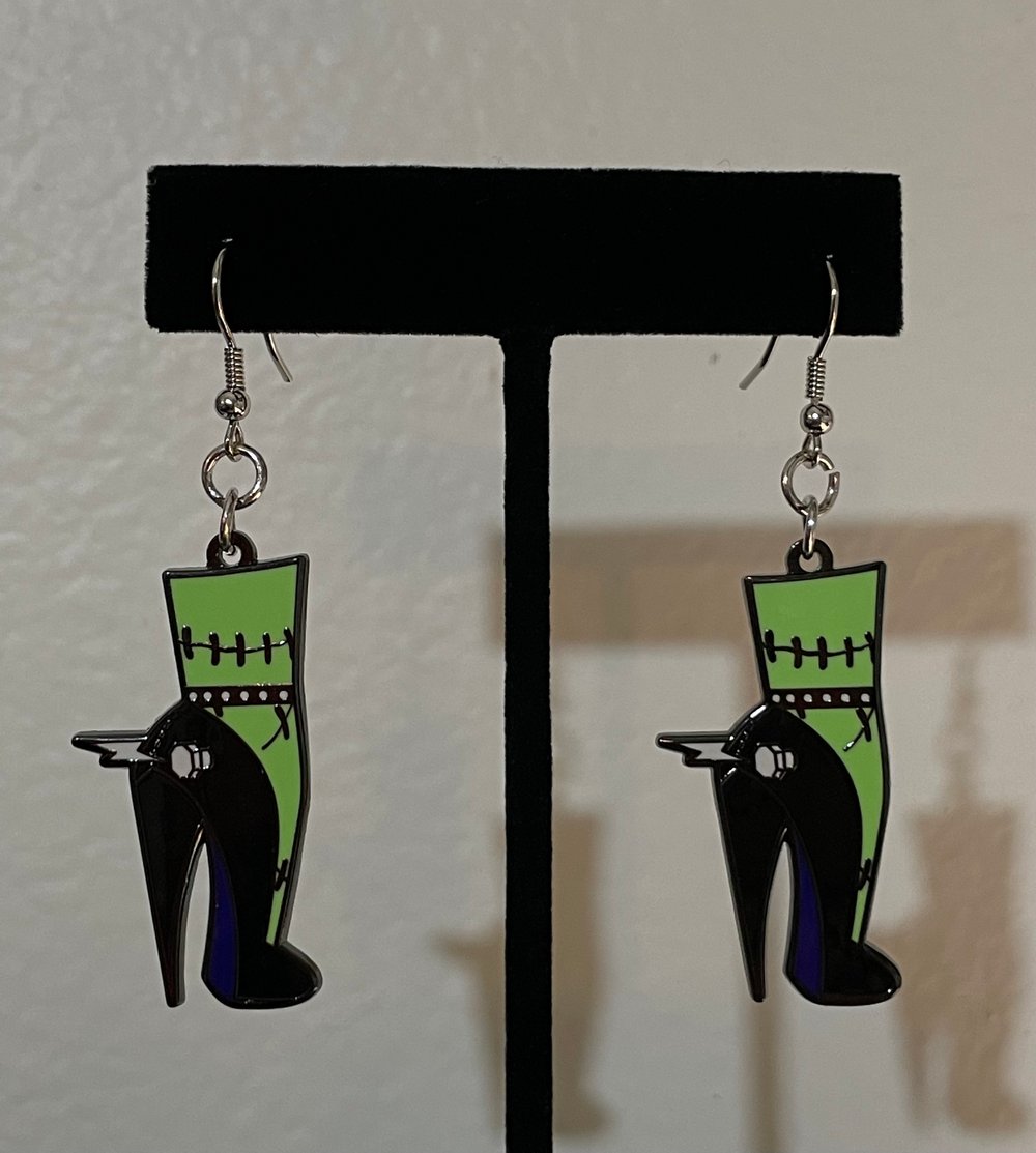 Metal Frankenstein High Heel Dangly Earrings