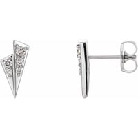 Image 1 of Sterling Silver Natural Diamond Geometric Earrings