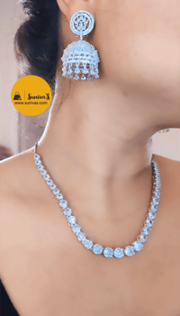 Image 3 of Alina- Jhumki American Diamond Necklace Set