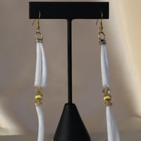 Image 4 of 4 tier Dentalium dangles (topaz)