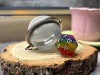 Image 1 of Rainbow D20 Tea Strainer Ball | Dungeons and Dragons Dice Tea Strainer