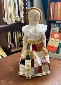 Image 2 of Queenie - Folk doll with patchwork skirt and tiny chap