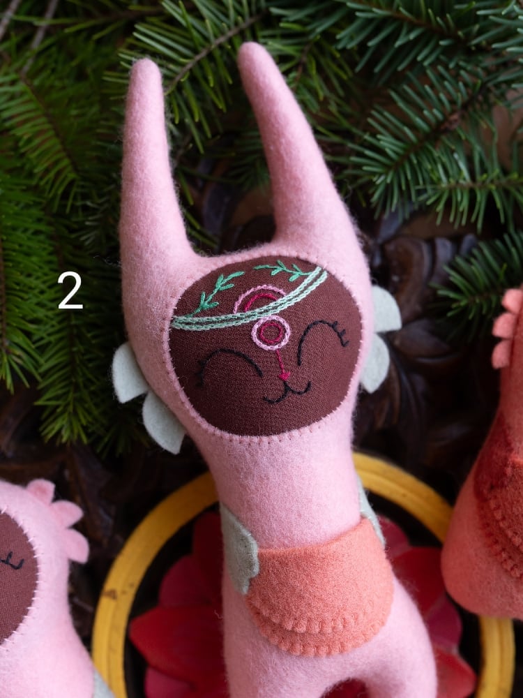 Image of Pink and Salmon Wool Felt Space Friends