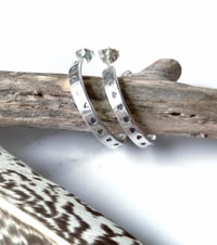 Image 1 of Handmade Sterling Silver Love Heart Midi Hoop Earrings 925