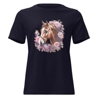 Image 1 of Women's Relaxed T-Shirt, Floral Majesty Horse Tee