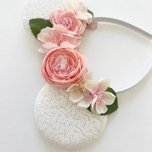 Image of White Ears with Blush Pink Florals 