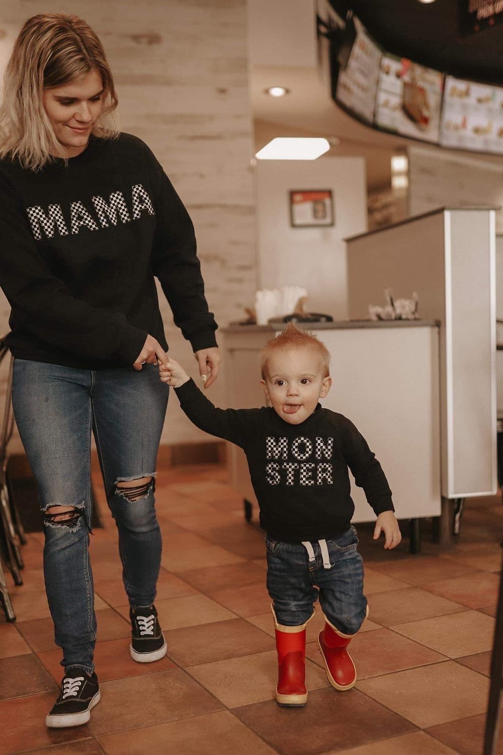 Image of Checkered MAMA crewneck