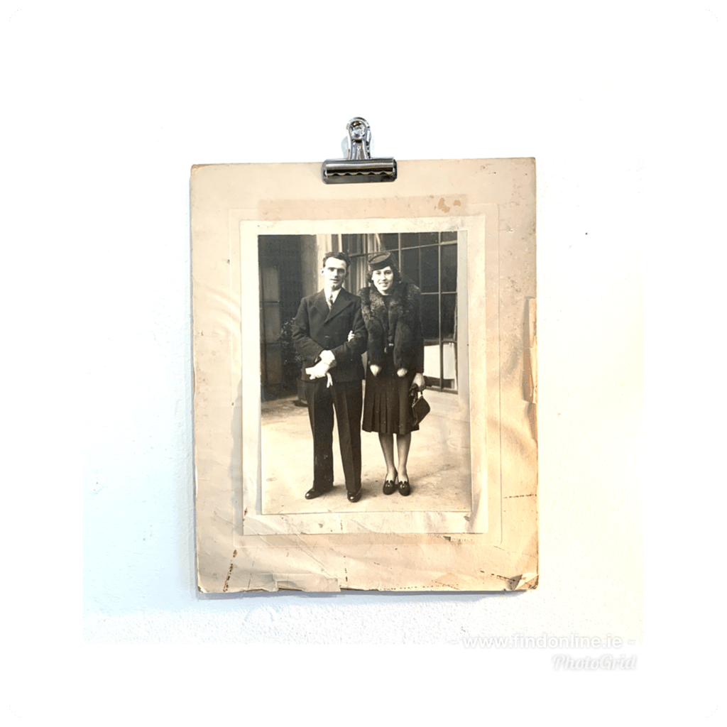 Sepia toned photo of a happy couple