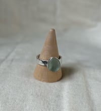 Image 3 of Baby Blue Sea Glass Sterling Silver Ring on Chunky Band size R