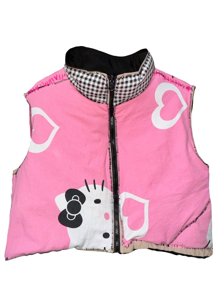 Image of THE END IS NEAR X HELLO KITTIE DOUBLE FACE REVERSIBLE PUFFER JACKET