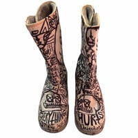 Image 3 of 1 of 1 9w/7m hand drawn Crocs fleece lined rainboots
