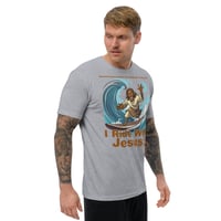 Image 8 of I Ride With Jesus Surfing Fitted Short Sleeve T-shirt