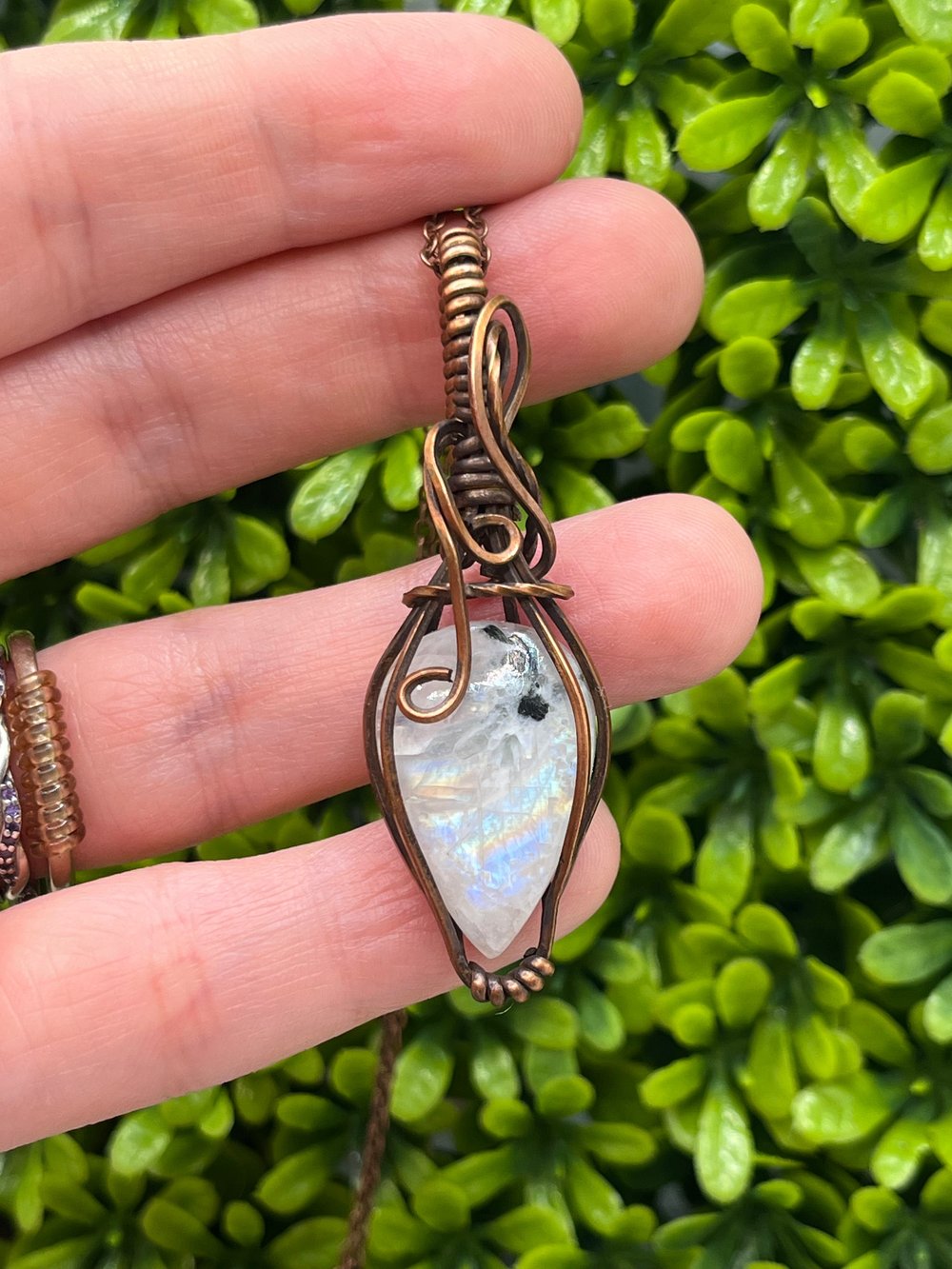 Image of Rainbow Moonstone wire wrapped necklace 