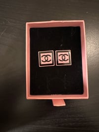 Pink and black cc earrings