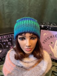 Image 1 of "Blue Skies & Cozy Vibes" – Hand-Knit Slouchy Beanie