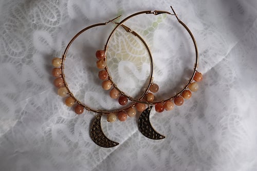 Image of Moon Sunstone Hoops