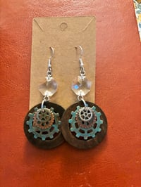 Steampunk repurposed Gearings Wooden ring 