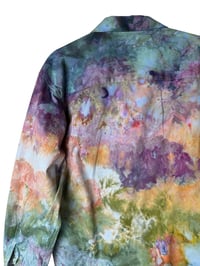 Image 4 of ♻️ UPCYCLED S Ladies 100% Cotton Boyfriend Shirt in Appalachian Sunset Ice Dye