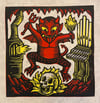 Dancing Devil Block Print