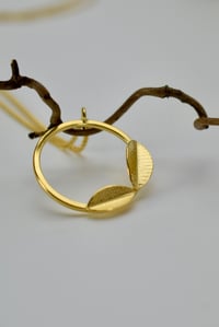 Image 4 of Double Leaf Gold Vermeil Necklace on 18 Inch Spiga Chain – Handmade Fold Collection