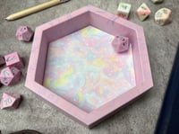 Image 6 of Small Pastel Galaxy Hexagon Dice Tray