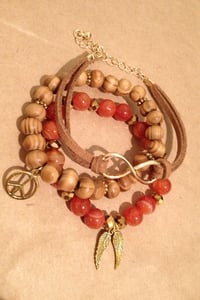 Image of Agate gemstone 'angel' charmed bracelet stack