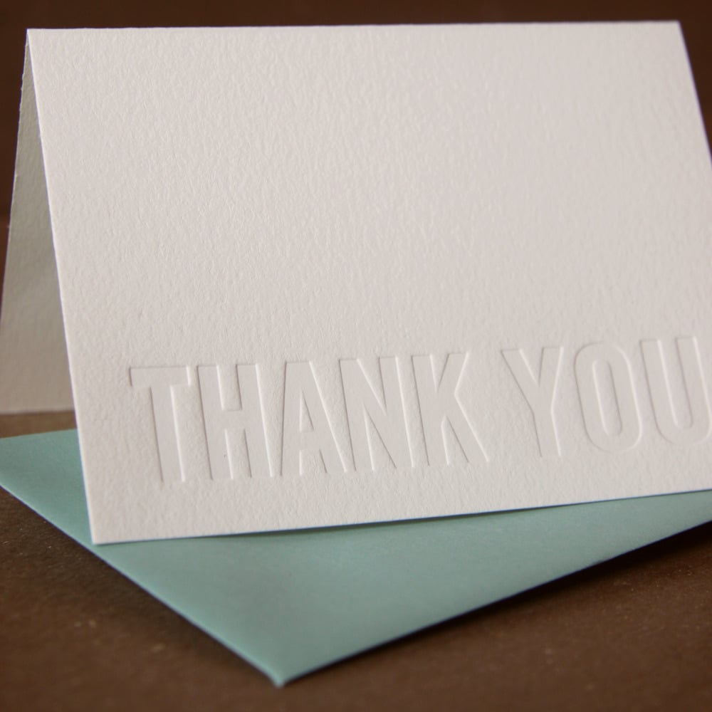 Image of 25 Impression Modern Block Letterpress Thank You Notes