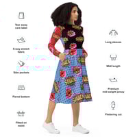 Image 2 of All-over print long sleeve midi dress